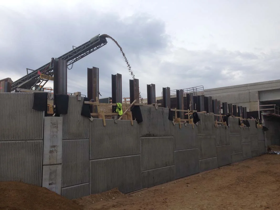 Retaining wall under construction