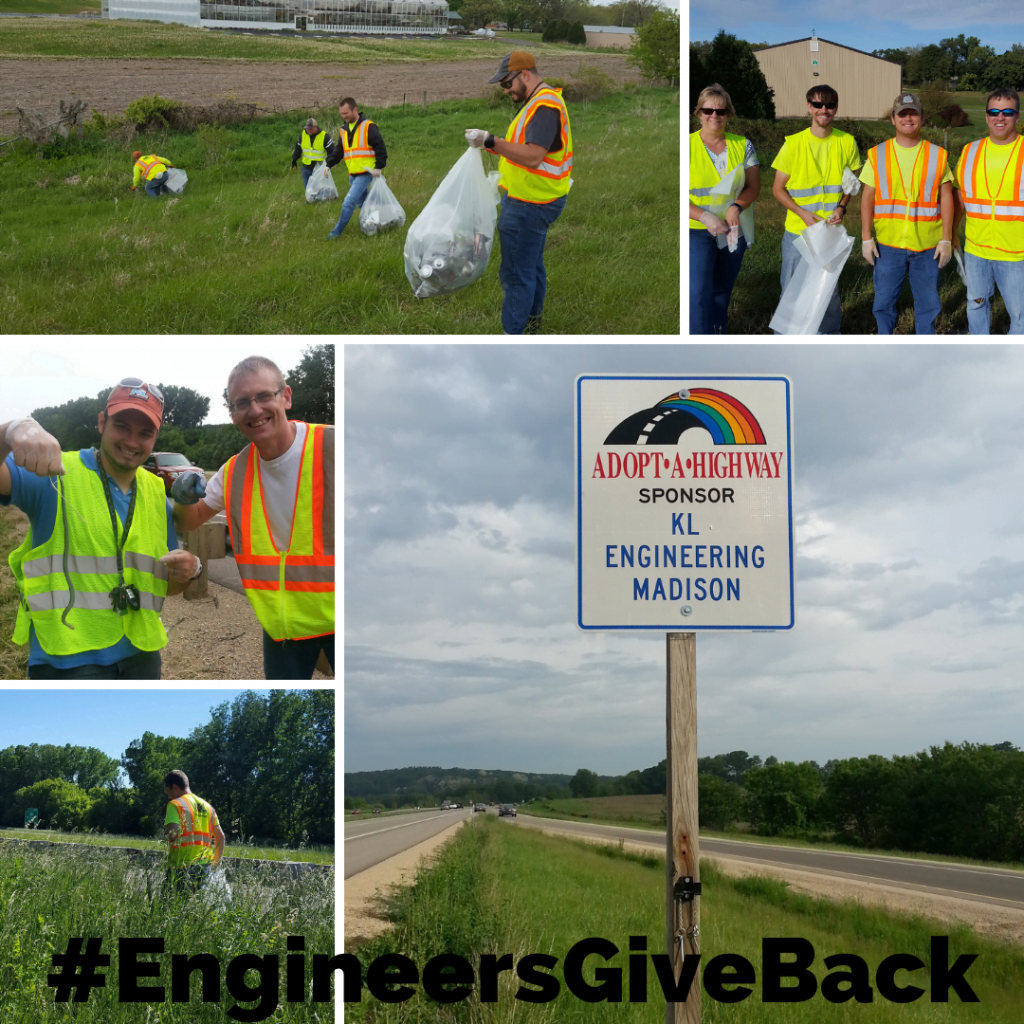 Collage of photos of staff picking up garbage and even a snake!