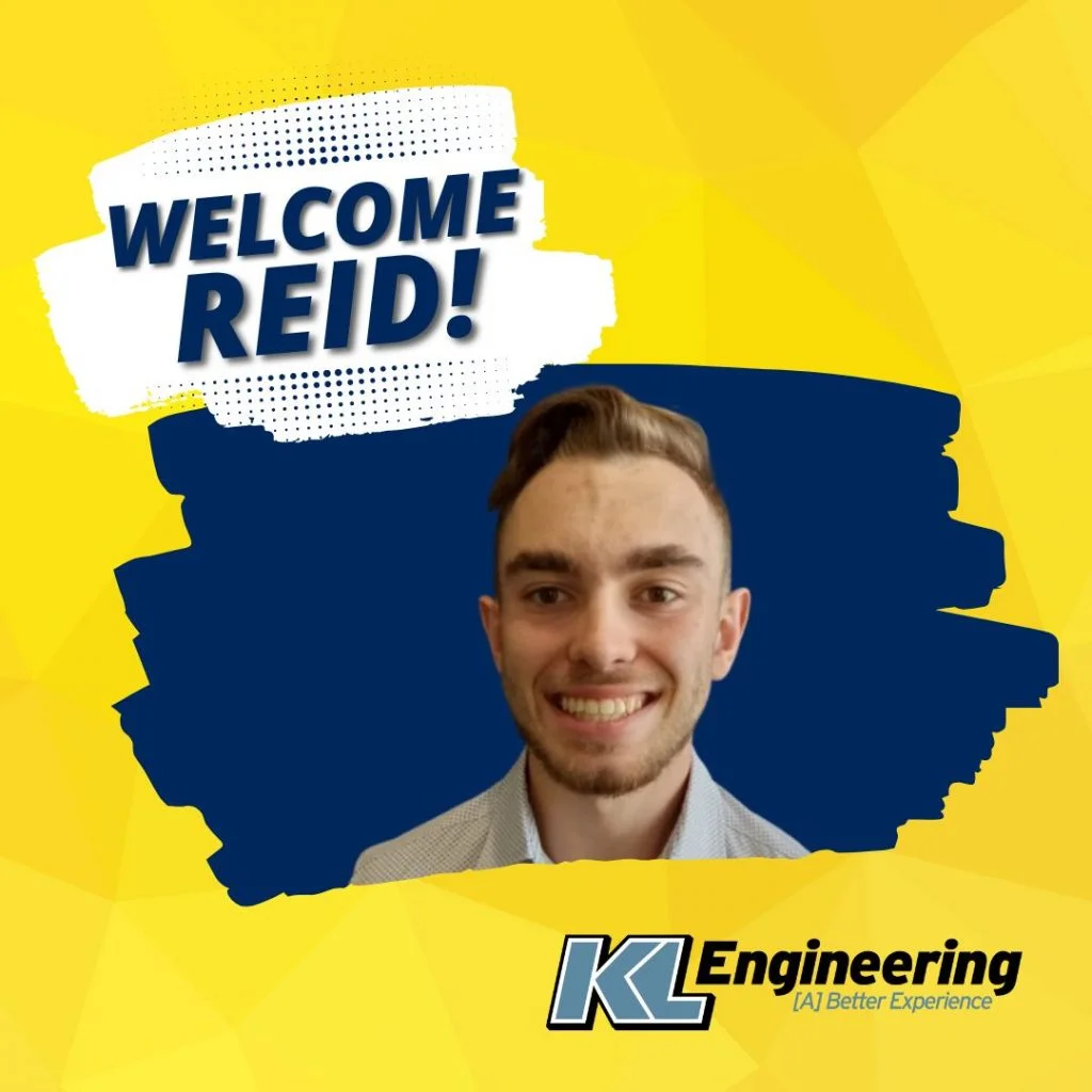 Bright yellow background with “Welcome Reid!”, photo of Reid Morauske, and KL logo.