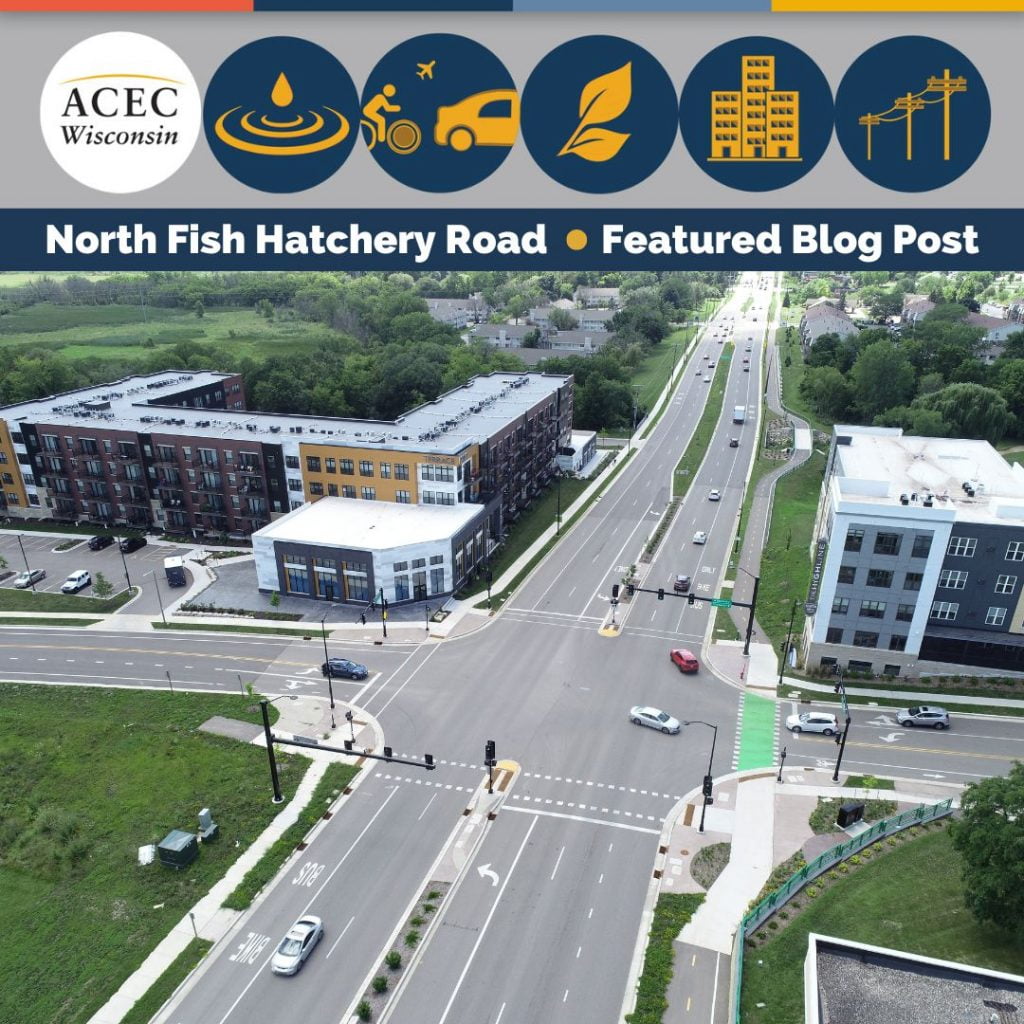 Aerial image of North Fish Hatchery Road with ACEC logo and 'Featured Blog Post' text at top.