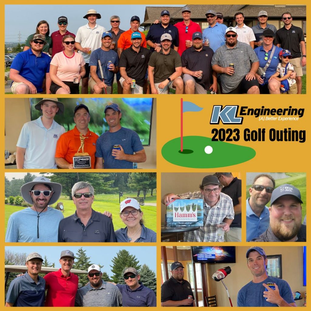 Photos from the event – the group gathered on the lawn, players posed, the winning team with trophy, and other players with prizes.