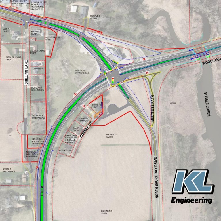 Rendering of the CTH M / CTH K intersection plan with KL Engineering logo.