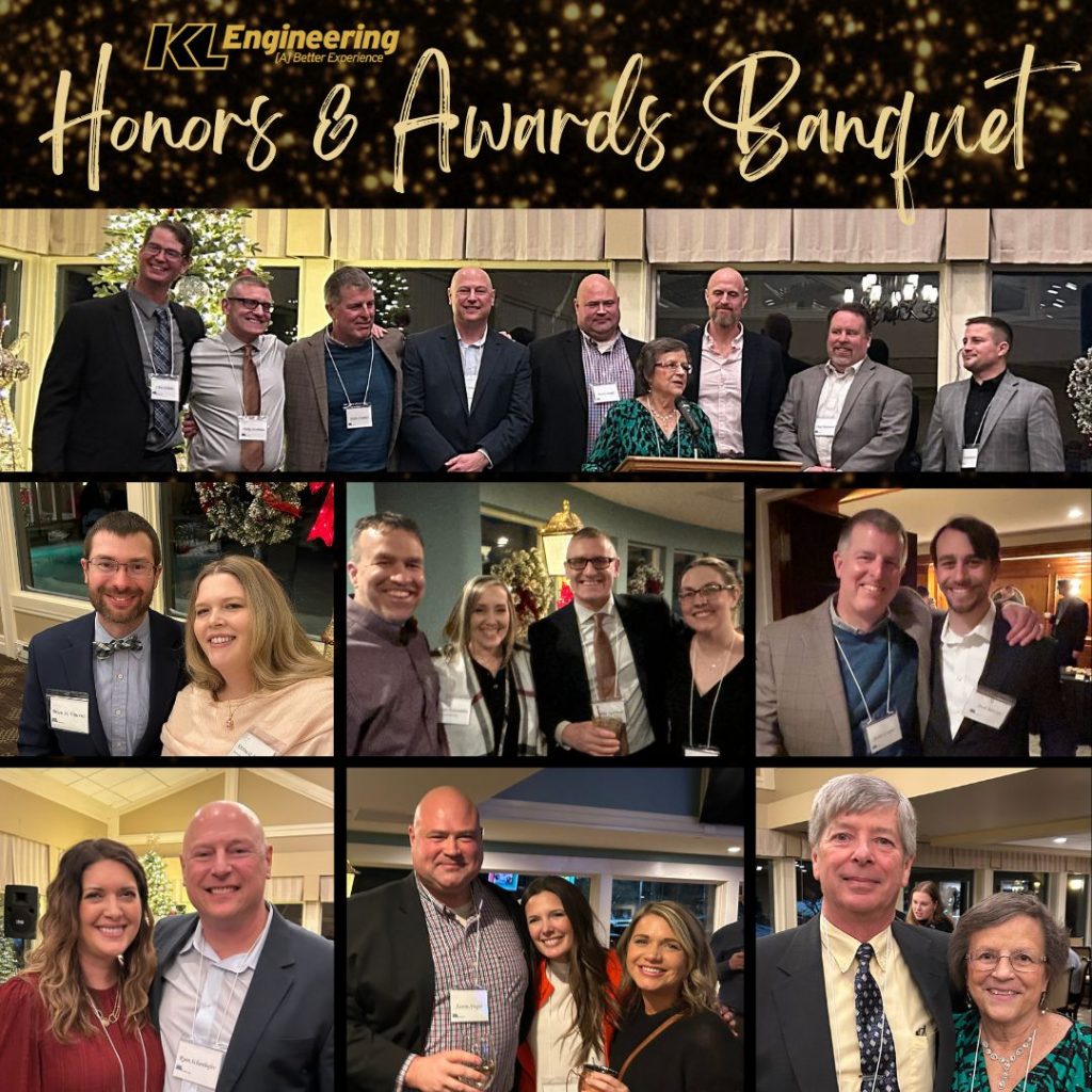 Photo collage of people at the event posing for pictures along with a photo of the leaders gathered and Kim Lobdell at the podium.
