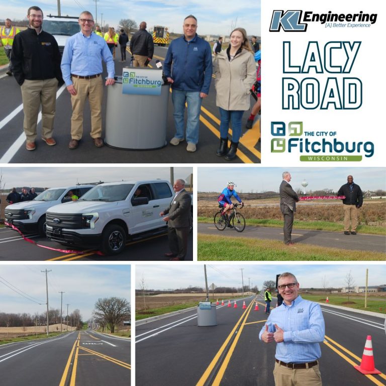 Photo collage of 4 staff mentioned in post at the ribbon cutting with other photos from the event.