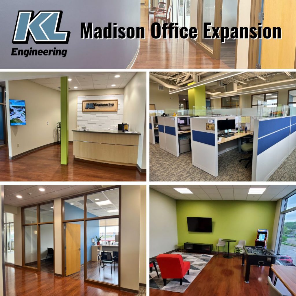 Photos from our office remodel showing the new inside entrance to our office, the curved wall mentioned in the post, new offices and cube space, and our fun family room with gaming and relaxation areas!