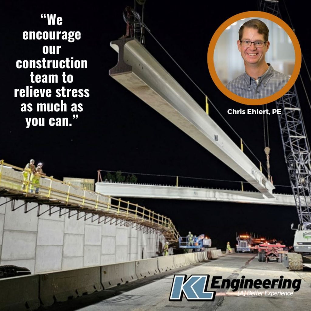 Image of night construction on the project mentioned in the post with Chris's photo, KL's logo, and part of his quote as mentioned in the post.