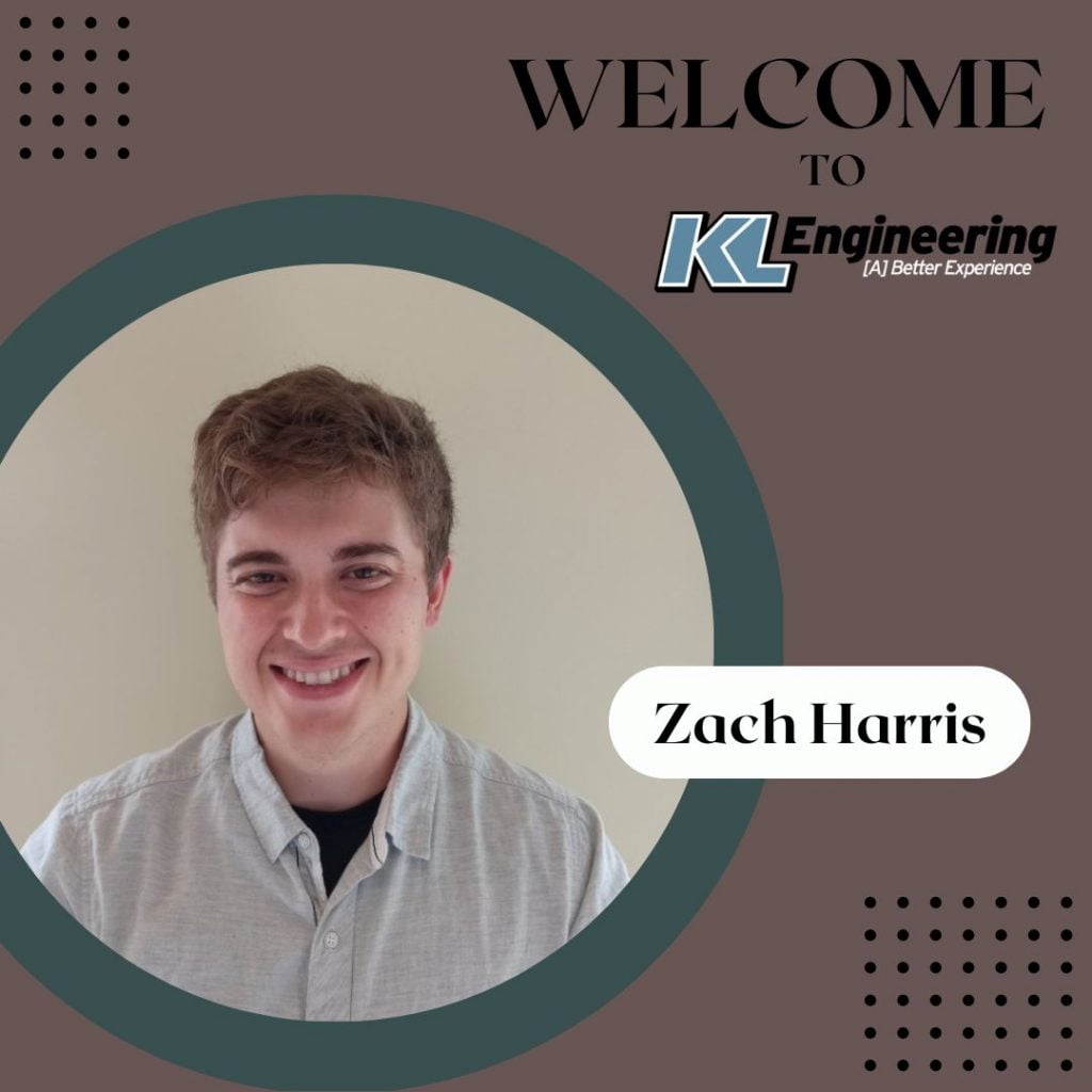 Circular photo of Zach with muted teal frame and brownish background with 'Welcome to KL' title and KL logo.