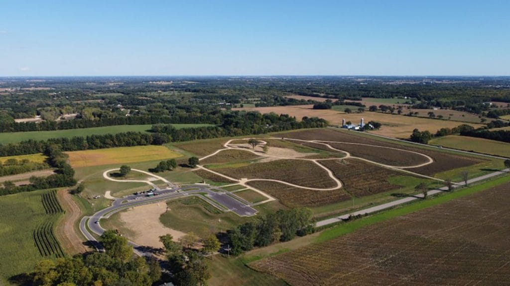 Photo of Anderson Dog Park showing an aerial photo of the project