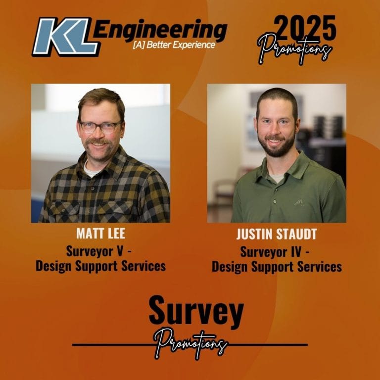 Photos of the staff mentioned in the post with their names and new titles, along with KL logo and 2025 Promotions header on a burnt orange background.