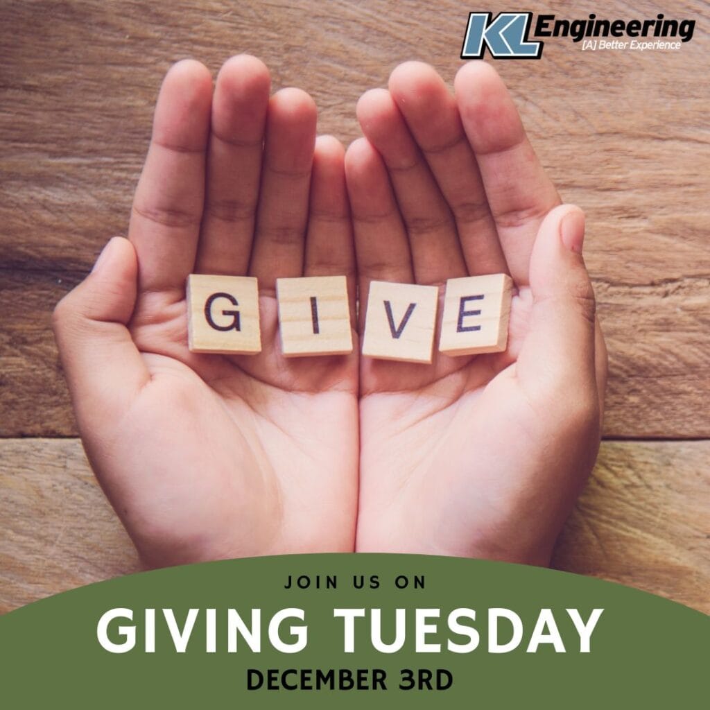 Graphic includes two hance holing scrabble letters spelling "give," along with the text "Giving Tuesday."