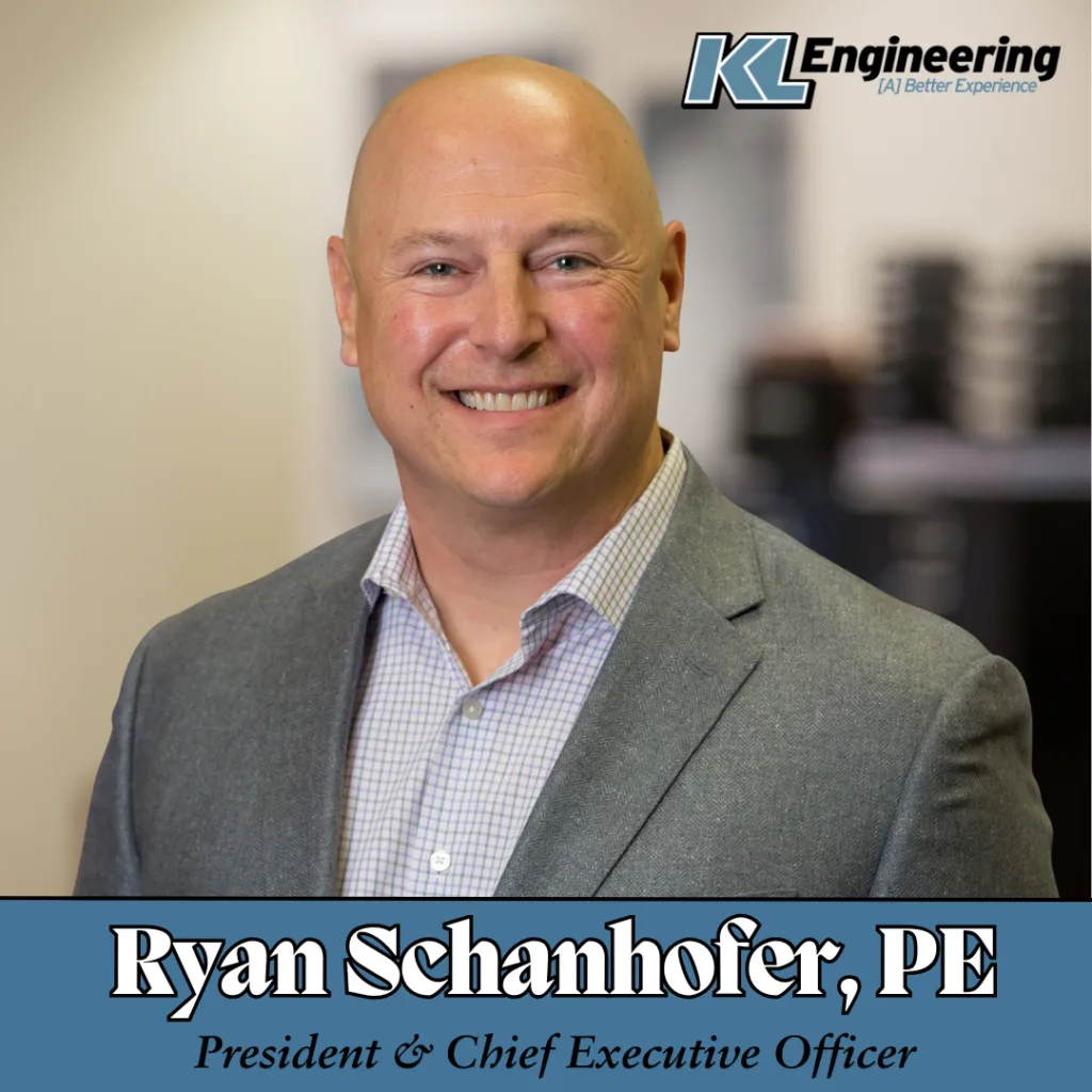 Headshot of Ryan Schanhofer with KL logo, his name, and new title.