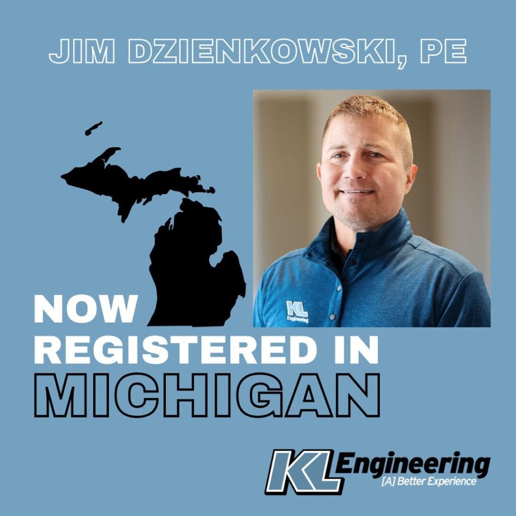 Graphic includes the silhouette of the state of Michigan, Jim Dzienkowski's headshot and name, and the text "now registered in Michigan."