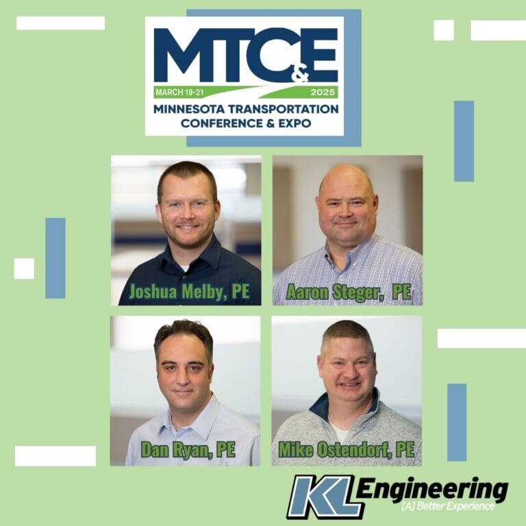 Graphic includes headshots of the people attending the conference, as well as the logos for KL Engineering and the MTCE.
