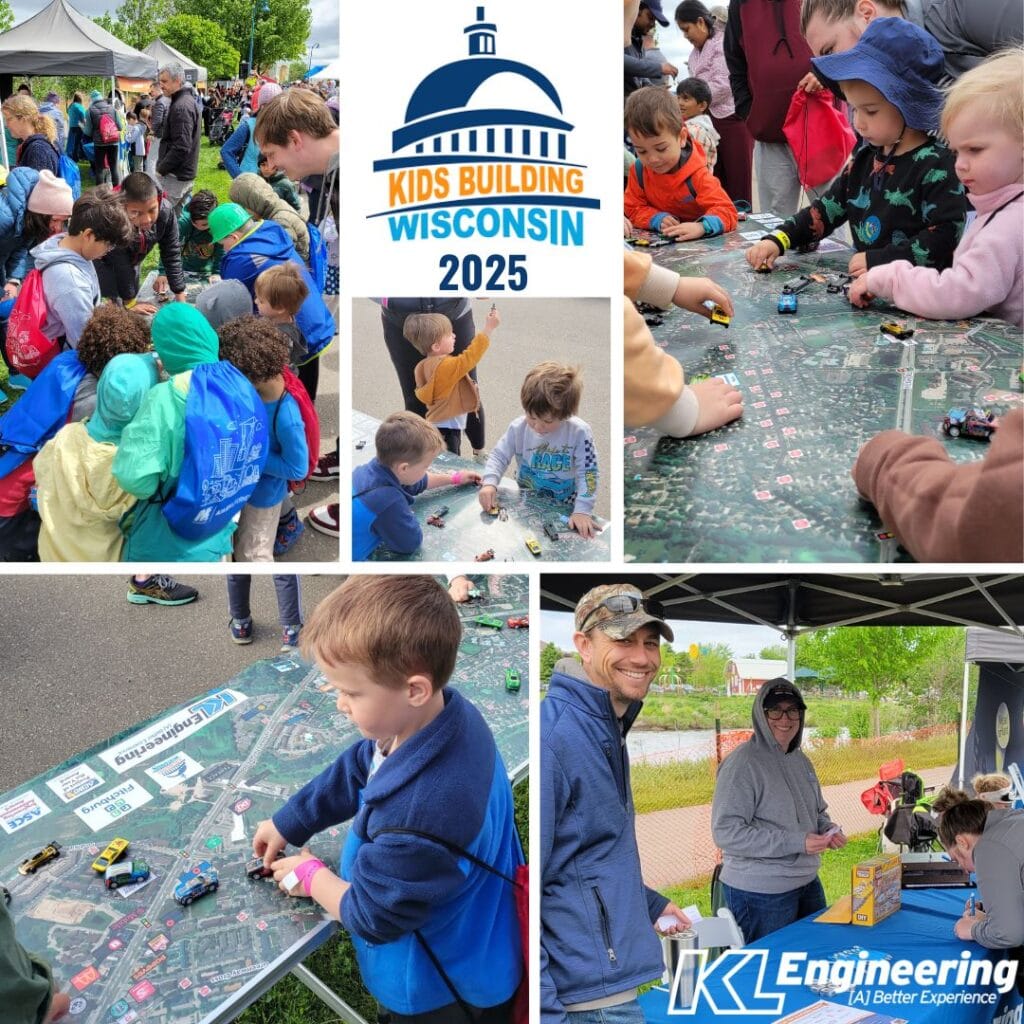 Graphic includes Kids Building Wisconsin logo and a collage of photos from the event this year.