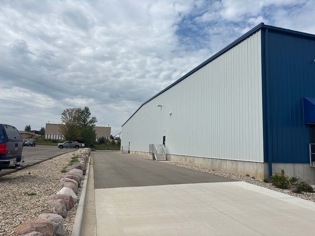 Future Foam Inc - ground view of facility showing side of building.
