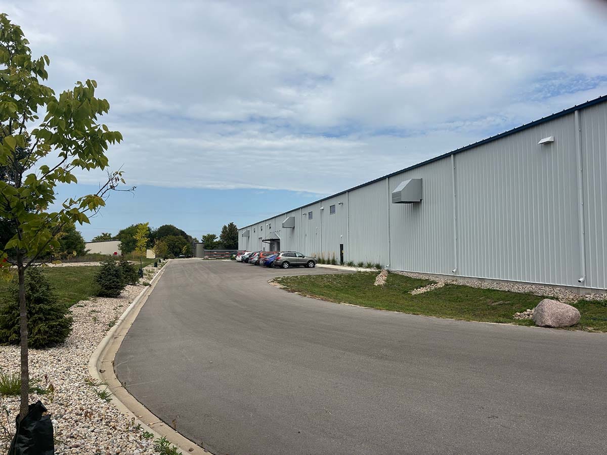 Future Foam Inc - ground view of facility showing side of building.