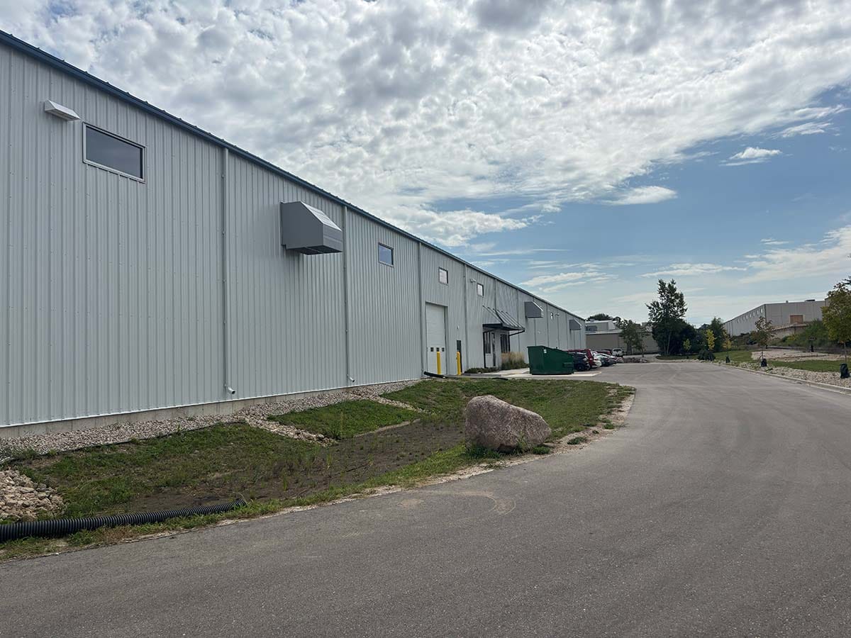 Future Foam Inc - ground view of facility showing side of building.