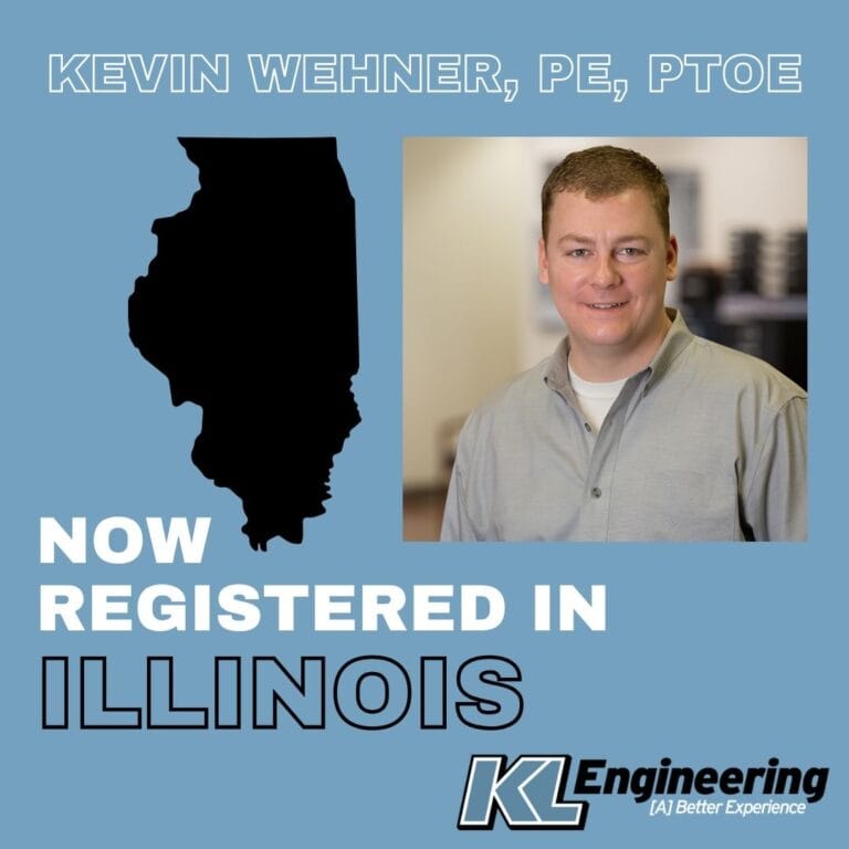 Graphic includes a silhouette of Illinois with Kevin Wehner's headshot and the text "Now registered in Illinois" on a light blue background.