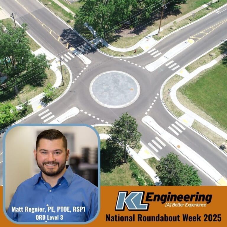 Graphic includes Matt's headshot, along with a photo of a roundabout in the background and an orange rectangle across the bottom of the graphic.