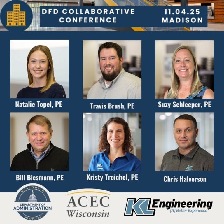 Graphic includes the DFD conference logo, as well as headshots of the people who are attending the event and the KL logo.