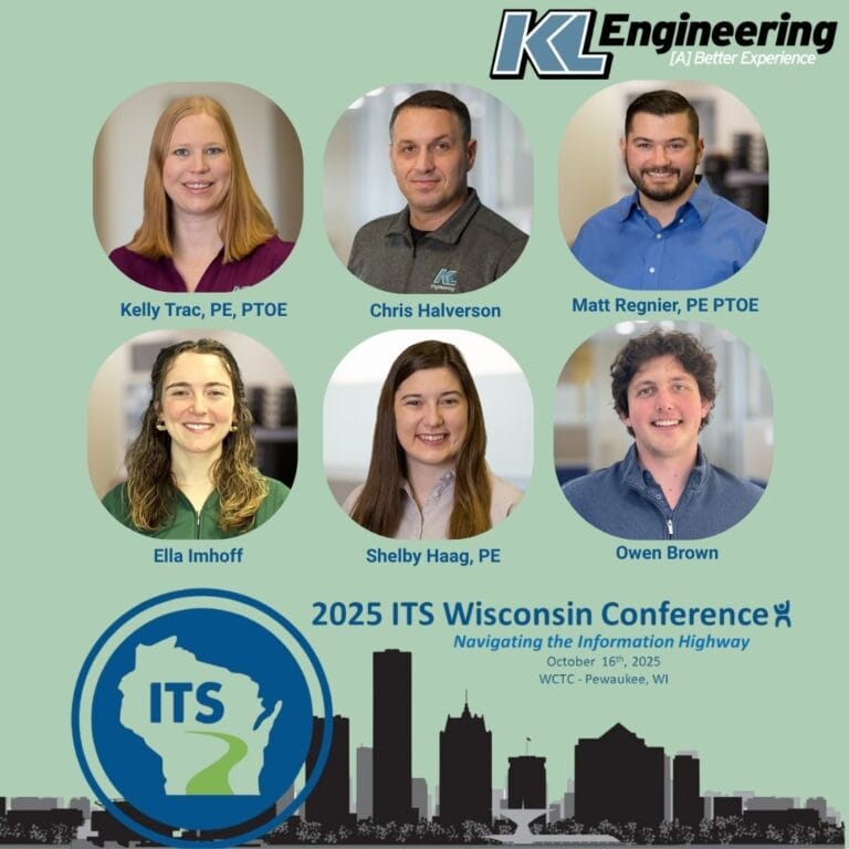 Graphic includes headshots of the people attending the conference, as well as the ITS Wisconsin logo and the KL Logo.