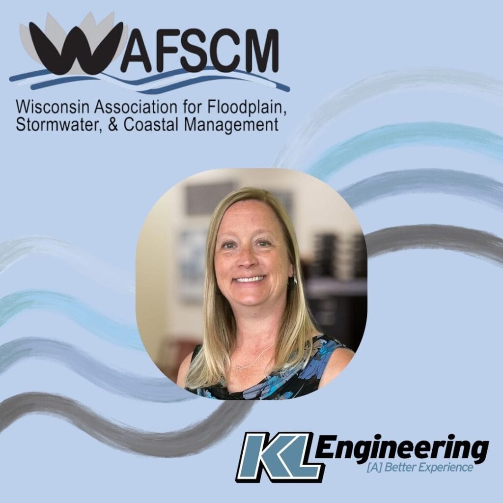 Graphic includes a headshot of the person attending the conference, as well as the logo for WAFSCM and KL Engineering.