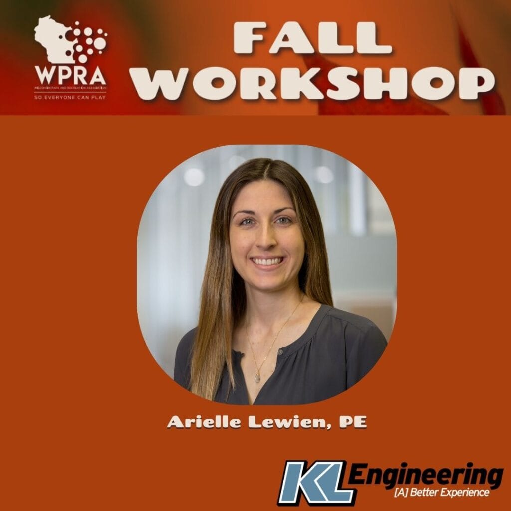 Graphic includes the WPRA logo and the KL logo, as well as the text "Fall Workshop" and a photo of Arielle who is attending the workshop. The background is orange to match the header from the WPRA event.