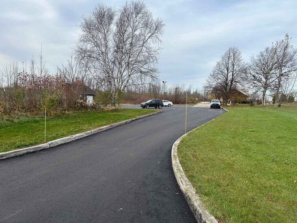 Entrance to the Harrington Beach State Park showing roadway improvements.