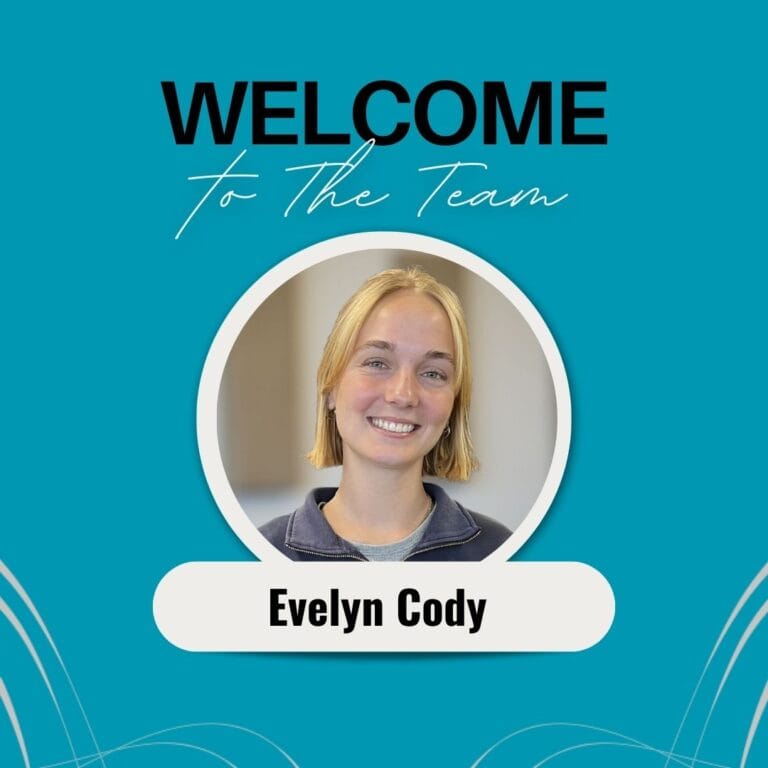 Graphic includes a headshot of the new team member on a light blue background with light grey accents and the text "Welcome to the Team" on the top.
