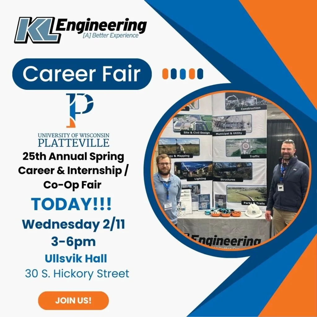 Graphic includes a photo of the employees at the career fair, as well as the details of the event.