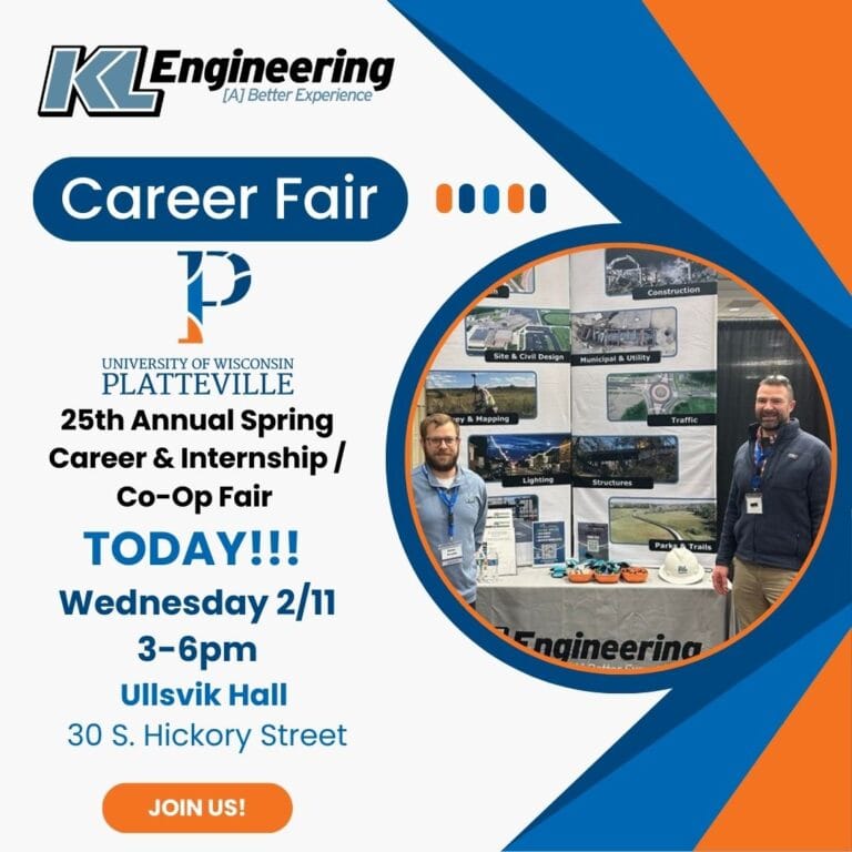 Graphic includes a photo of the employees at the career fair, as well as the details of the event.