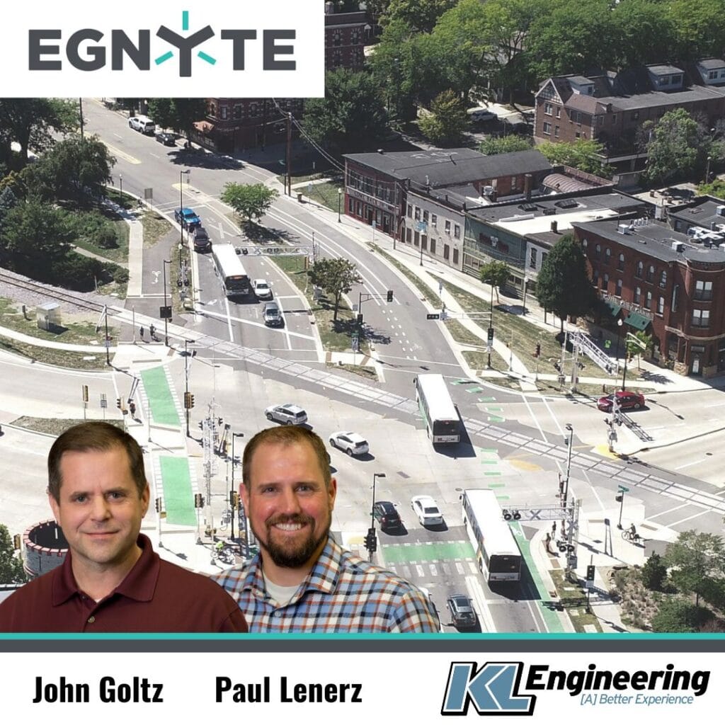 graphic includes photos of the IT members highlighted in the case study, as well as the Egnyte and KL Engineering logos.