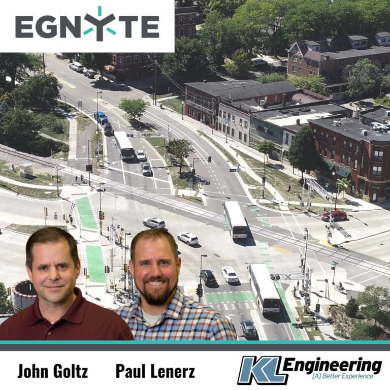 graphic includes photos of the IT members highlighted in the case study, as well as the Egnyte and KL Engineering logos.