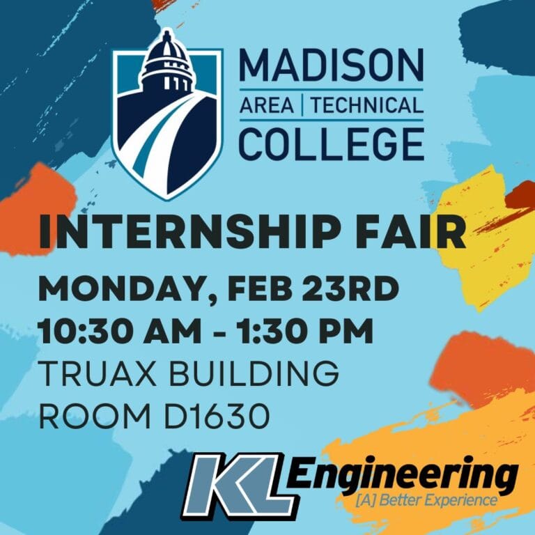 Graphic includes orange, yellow, and blue accents as well as the details about the upcoming career fair.