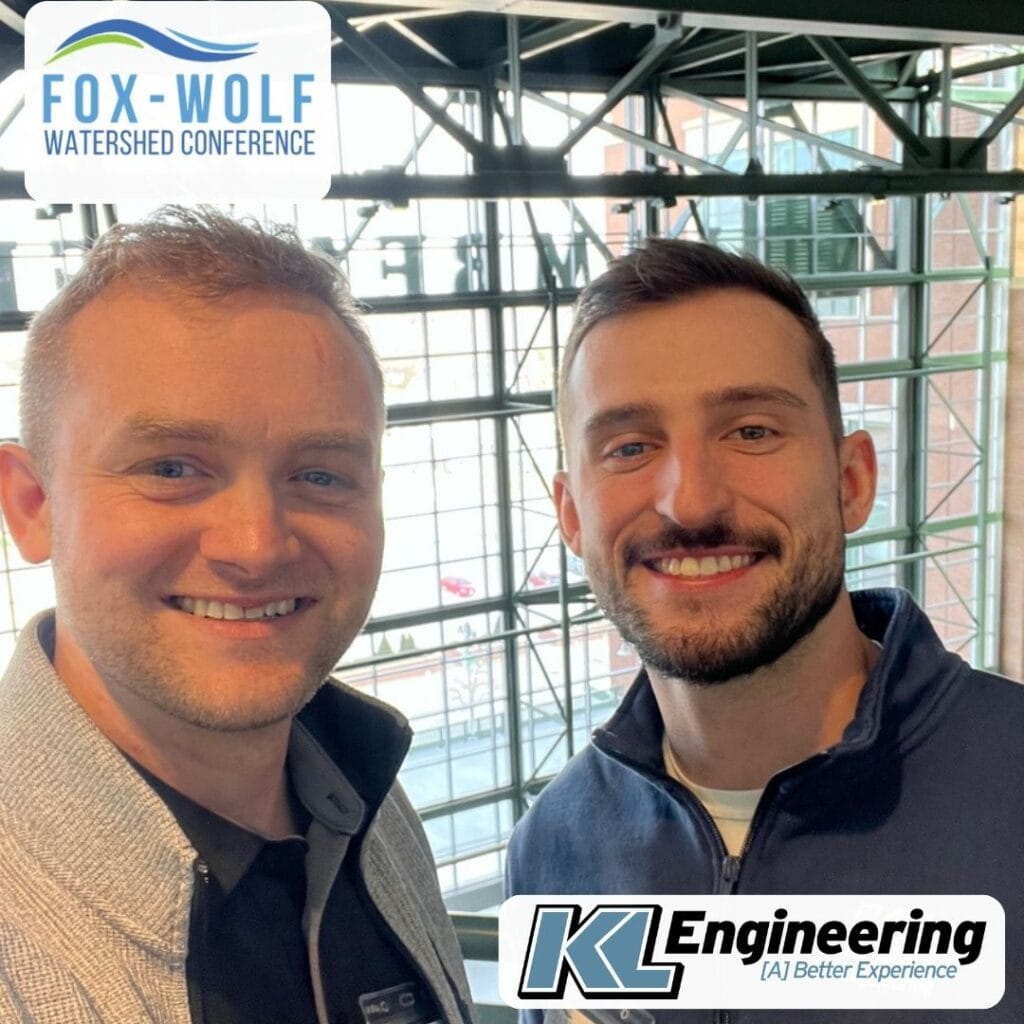 Graphic includes a selfie of the people at the conference as well as the logos for KL and the Fox Wolf Watershed Association.