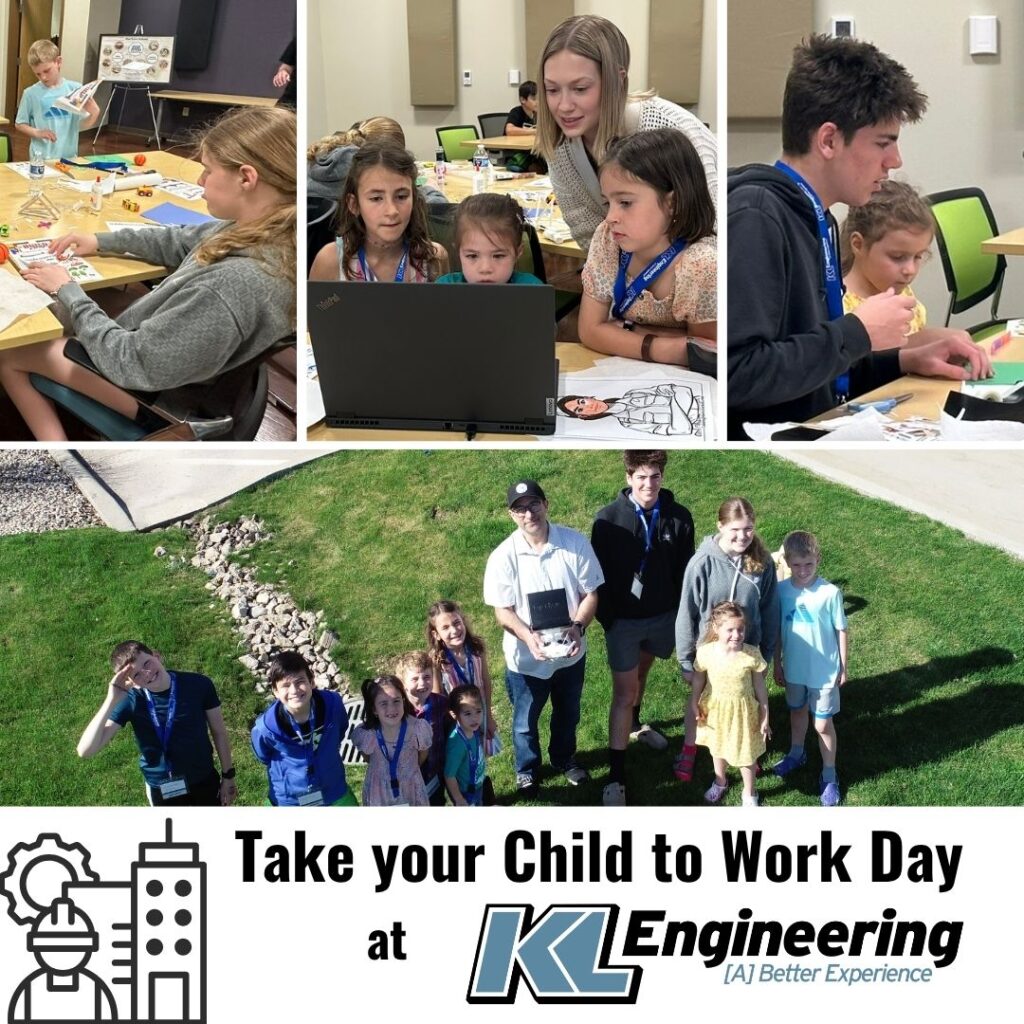 Graphic includes a photo collage with a drone photo, and photos of kids working at tables.