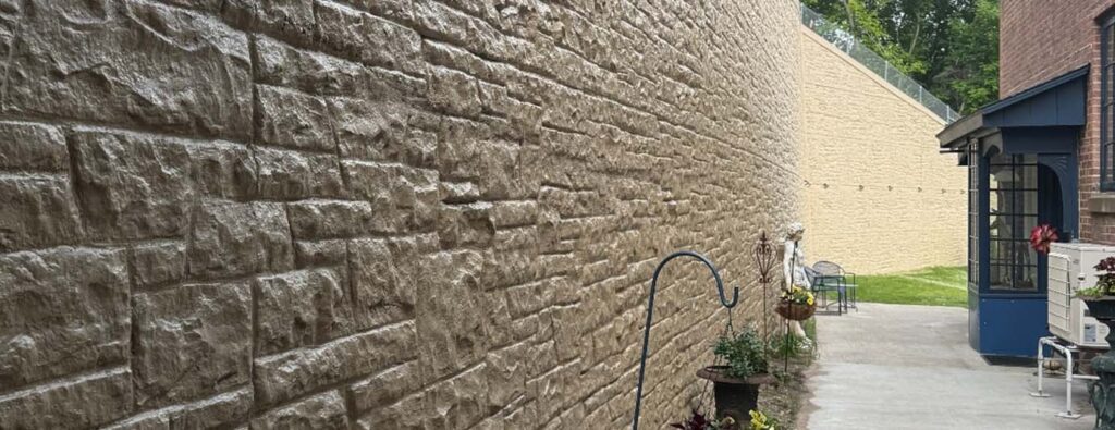 STH 35 Retaining Wall project showing finished wall with pathway