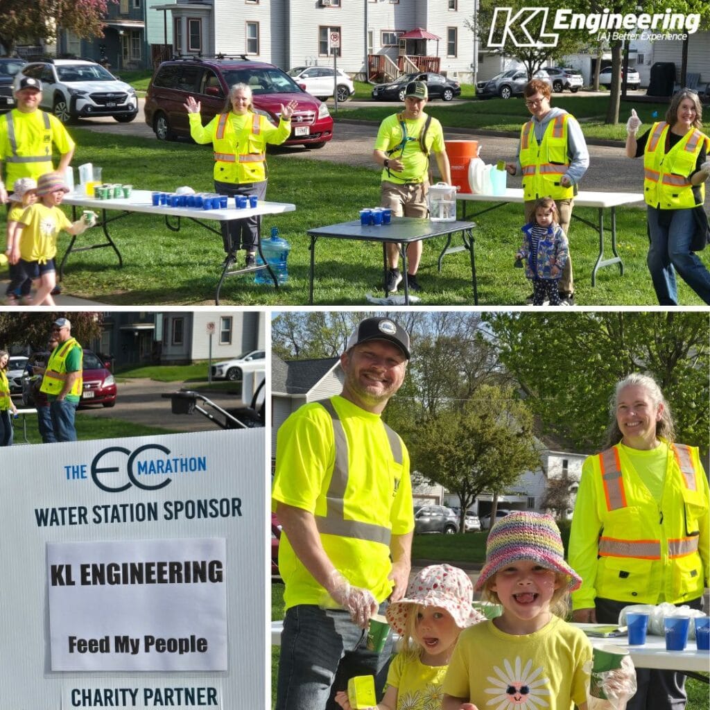 graphic includes a collage of photos from the event, as well as a photo of the sign indicating KL's sponsoring of a water station.