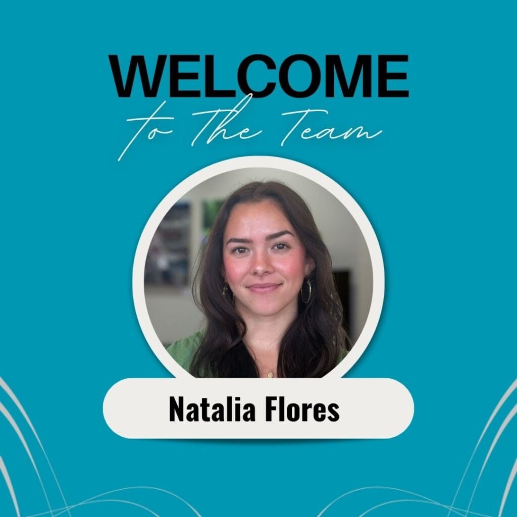 Graphic includes a photo of the employee on a light blue background with grey accents. The text on the top says "Welcome to the team."