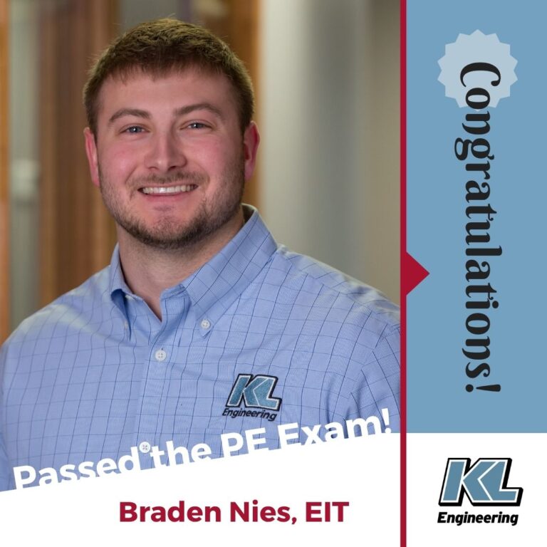 Graphic includes a photo of the employee being celebrated along with the text "Congratulations!" and "Passed the PE!"