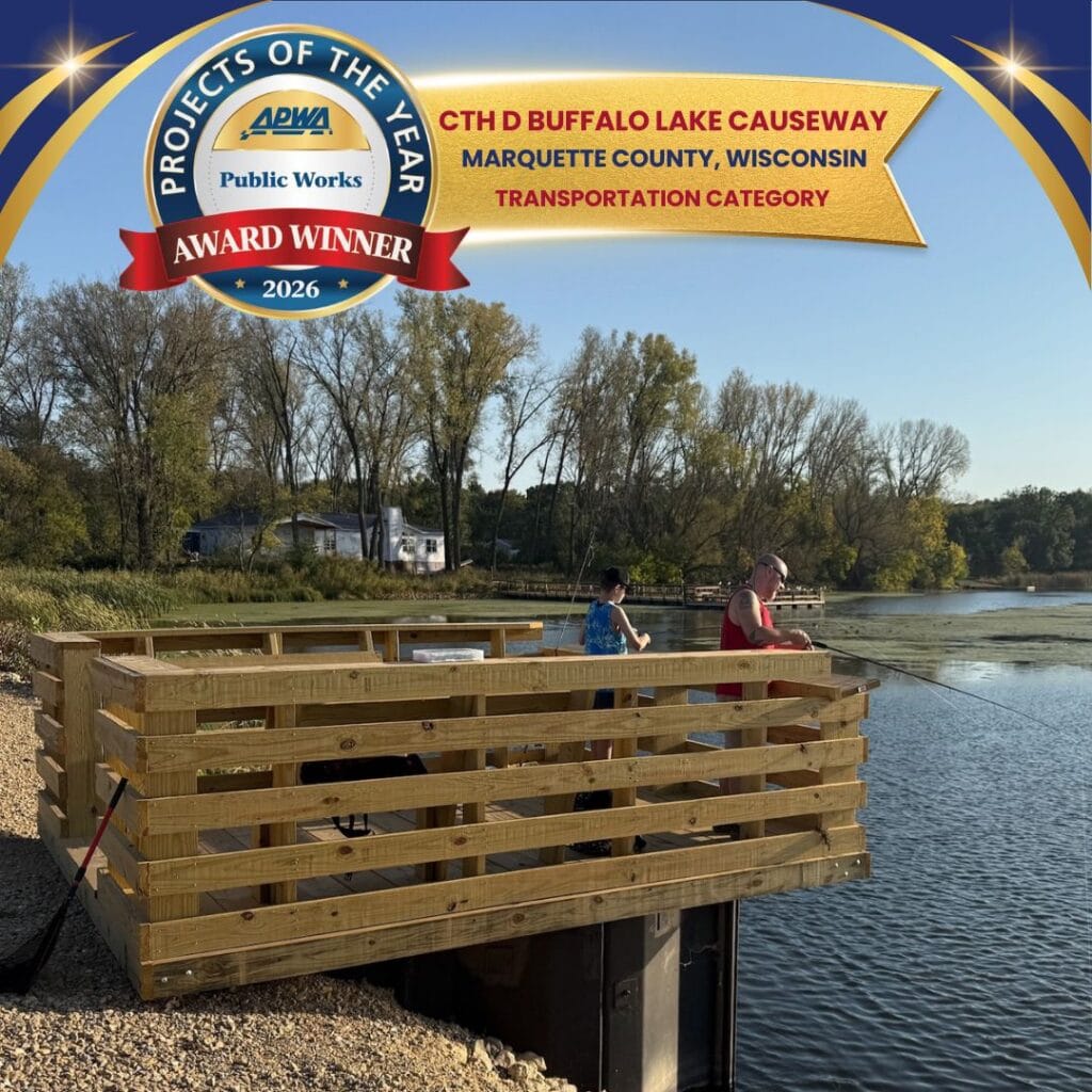 Graphic includes a photo of the fishing pier and details about the award being celebrated by the post.
