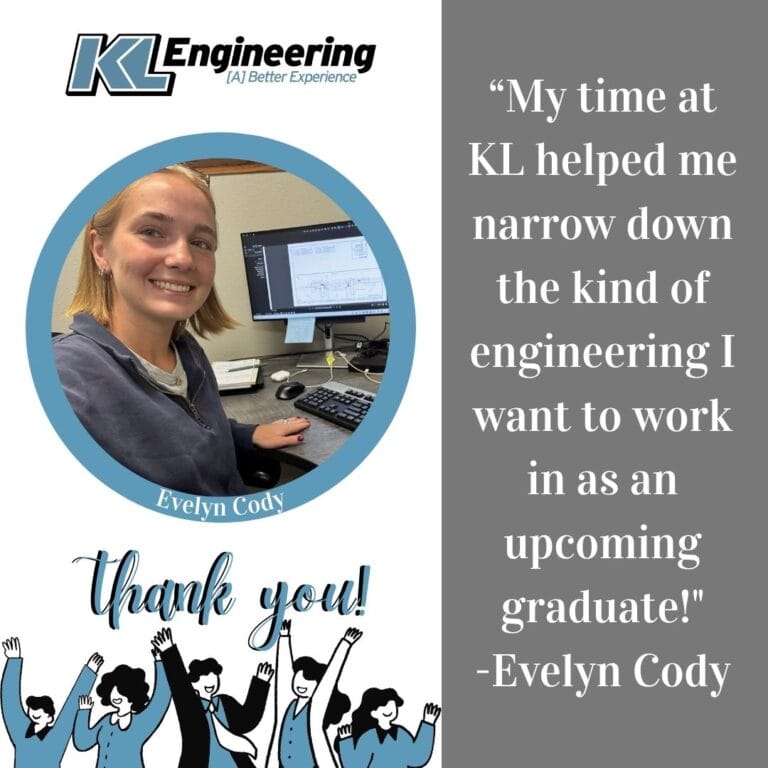 Graphic includes a photo of the employee on the job, as well as a quote about their time as an intern. At the bottom left corner, the text "Thank You!" is written above an icon of people celebrating.