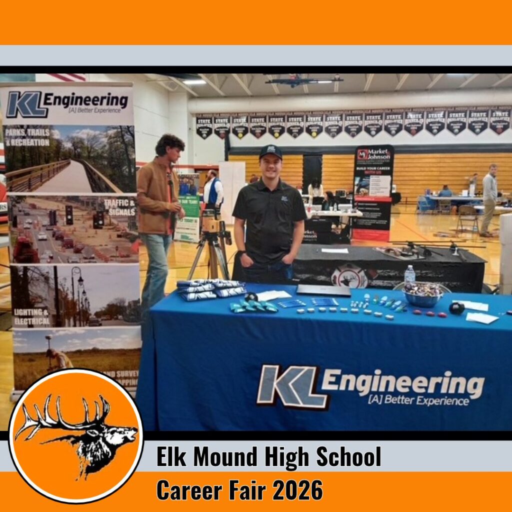 Graphic includes a photo from the career fair, as well as the logo of the high school with the school's colors as accent colors.