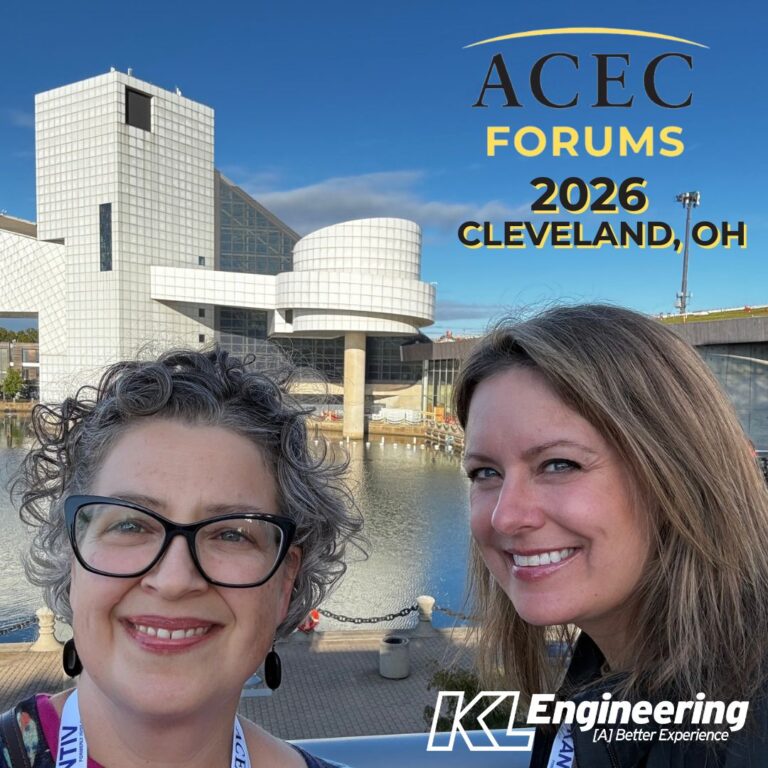 Graphic includes a photo of the folks who attended the conference outside, as well as the ACEC logo and KL's logo on the bottom right corner.