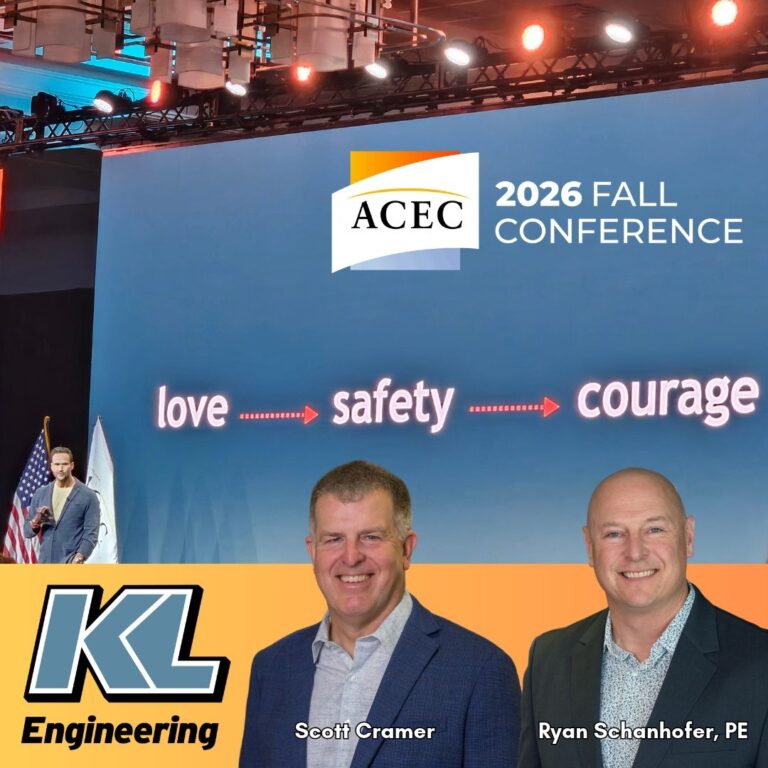 Graphic includes the headshots of the KL employees who attended the event, along with a photo of the keynote speaker at the event.