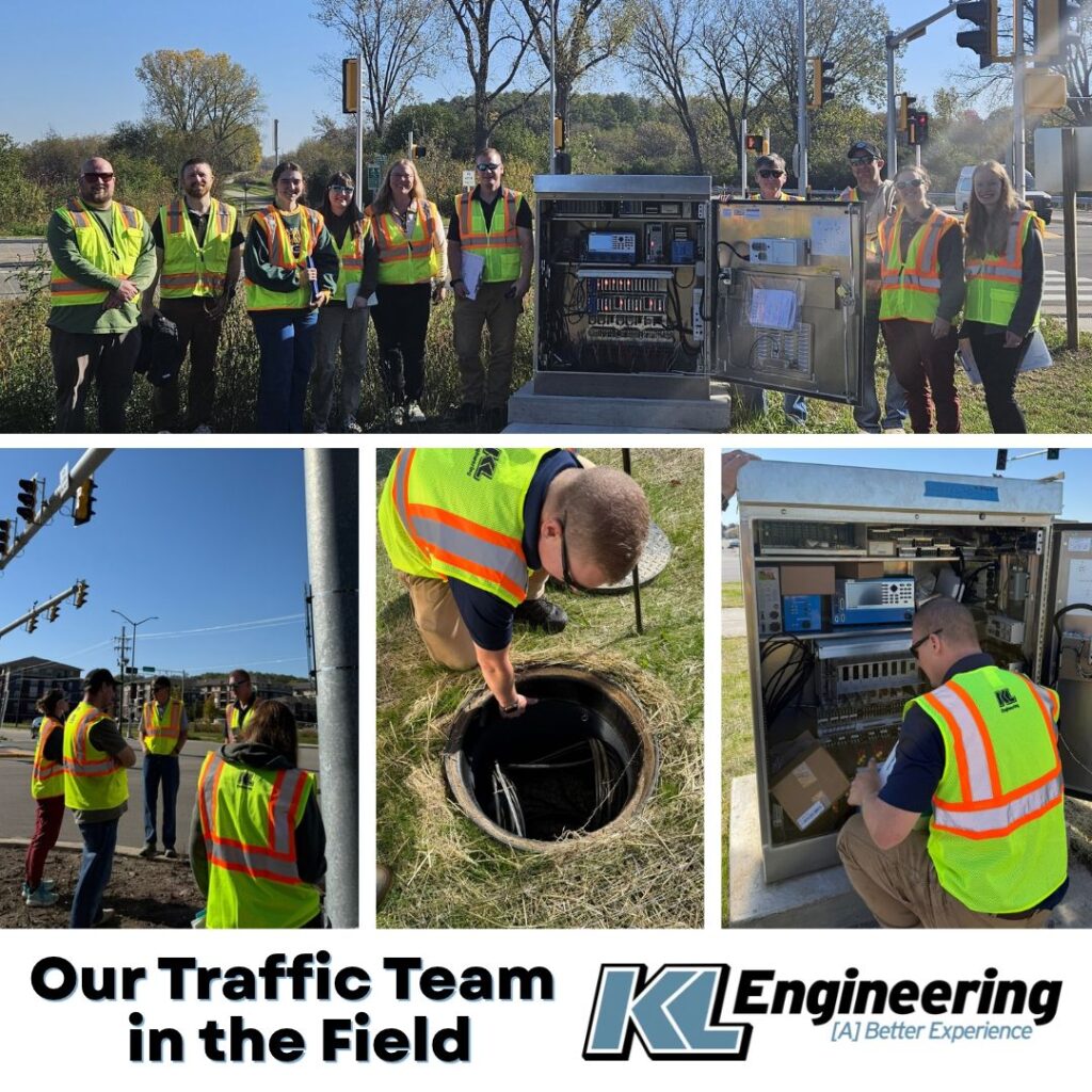 Graphic includes photos from the site visit, as well as the text "Our Traffic Team in the Field" and the KL logo.
