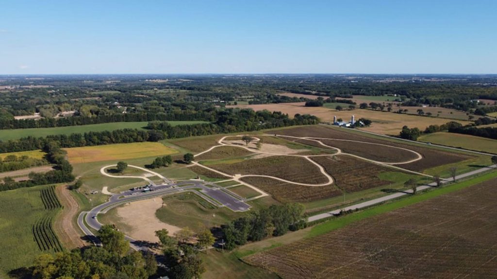 Photo of Anderson Dog Park showing an aerial photo of the project