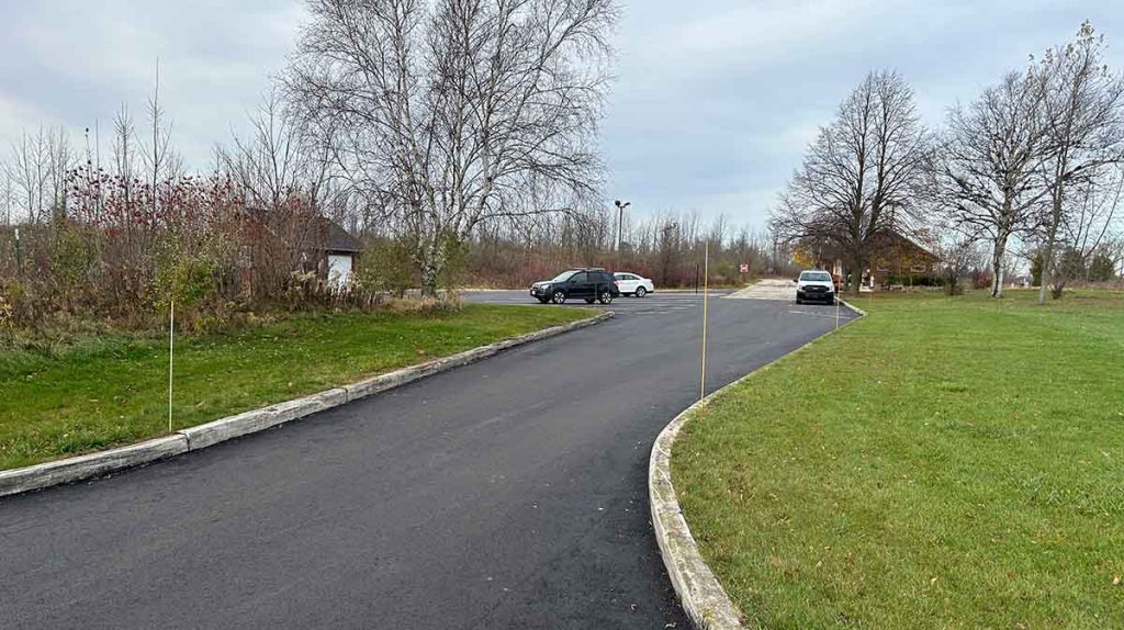 Entrance to the Harrington Beach State Park showing roadway improvements.